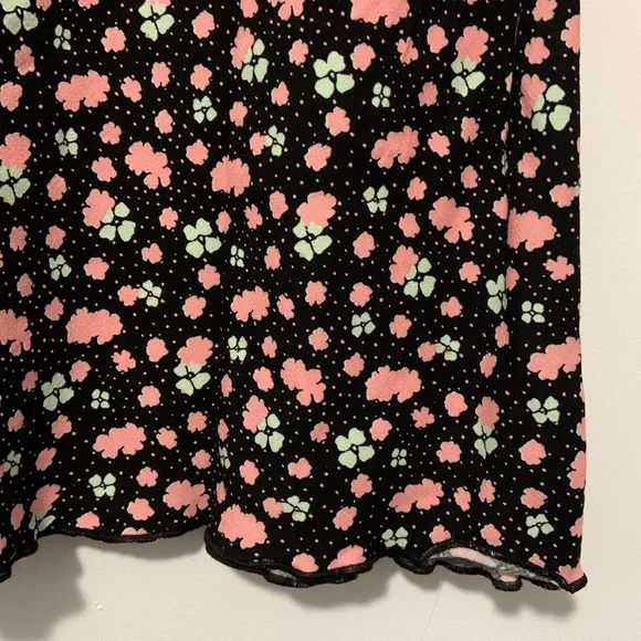 FREE PEOPLE Floral Midi Skirt Black Mint Green Soft Pink - Picture 11 of 15